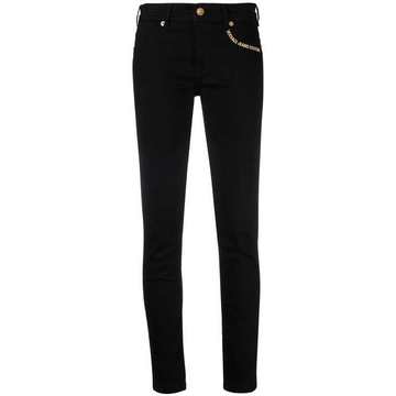 embroidered-logo slim fit jeans