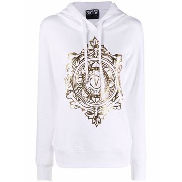 V-Emblem cotton hoodie