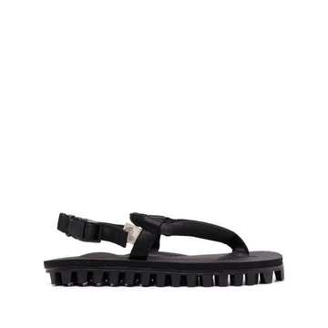 ridged slide-buckled sandals