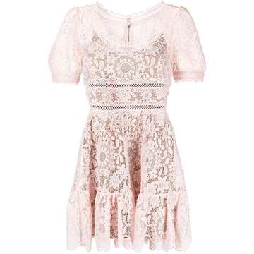 lace-detail short-sleeved mini dress