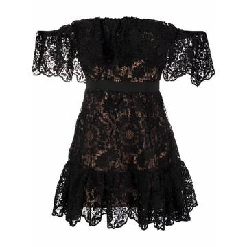 lace-detail off-shoulder mini dress