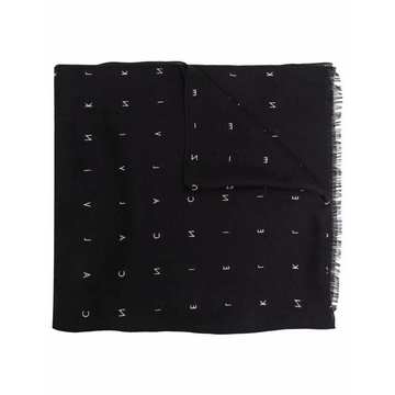 logo-print wool scarf