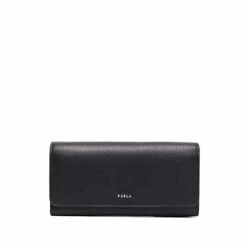 logo-print grained leather wallet