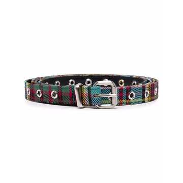 plaid-pattern belt