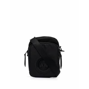 logo-patch zip-up messenger bag