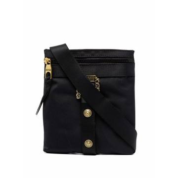 buckle-detail zip-up messenger bag