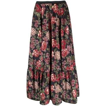 Rock floral-print midi-skirt