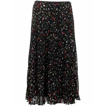 floral-print pleated skirt