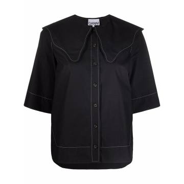 organic cotton scallop-collar blouse