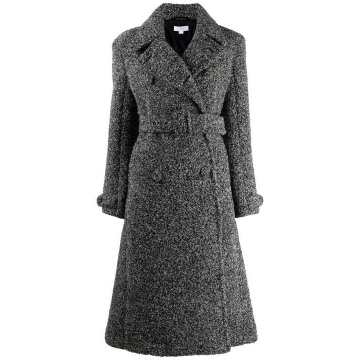 melange-effect knitted trench coat