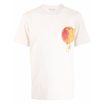 peach-print logo-embroidered T-shirt