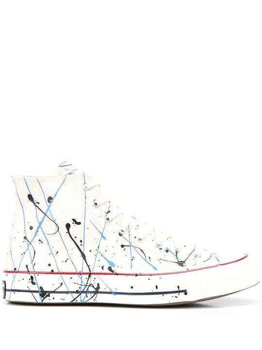 Chuck 70 Hi Natural paint-splattered sneakers展示图