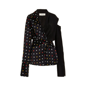 Hamlin Two-Tone Cutout Silk Jacket