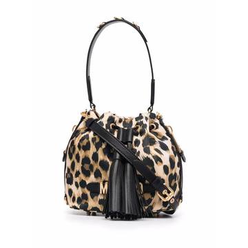 leopard-print bucket bag