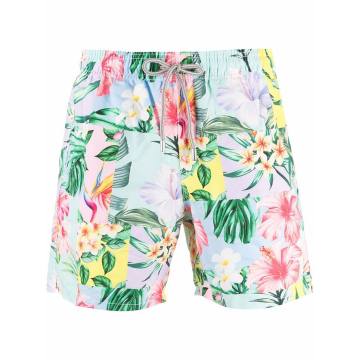 Patch Flower mid-length swim shorts