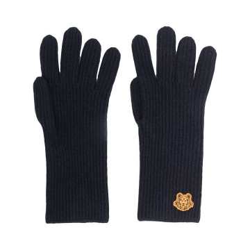 ribbed-knit gloves