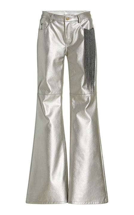 Bastien Fringed Metallic Flared Pants展示图