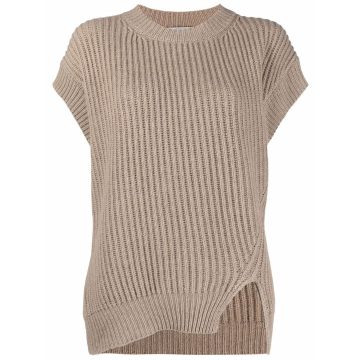 rib-knit short-sleeve jumper