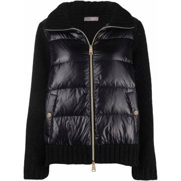 contrasting-panel zip-fastening jacket