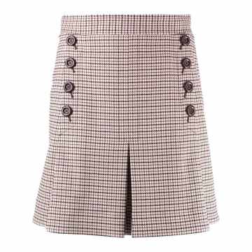 check-print pleated hem mini skirt