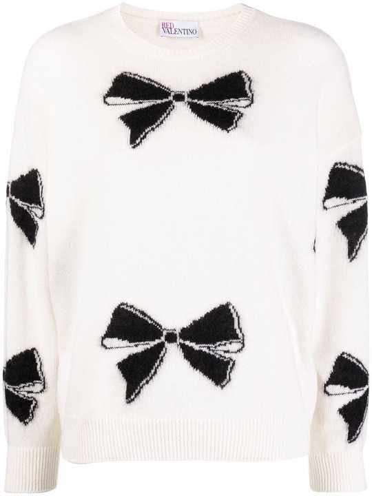 bow-print crew-neck jumper展示图