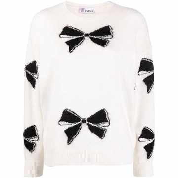 bow-print crew-neck jumper