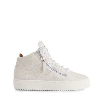 glitter-embellished high-top trainers