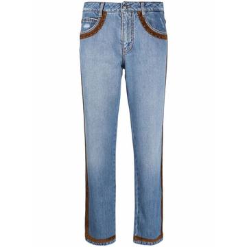 suede-trim striaght jeans