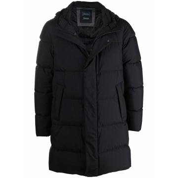 hooded knee-length padded coat