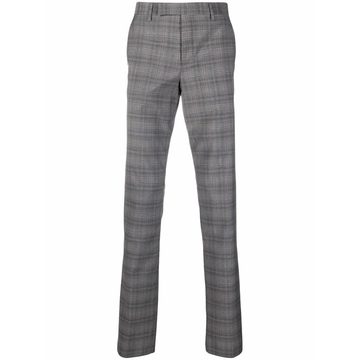 check-print pressed-crease trousers