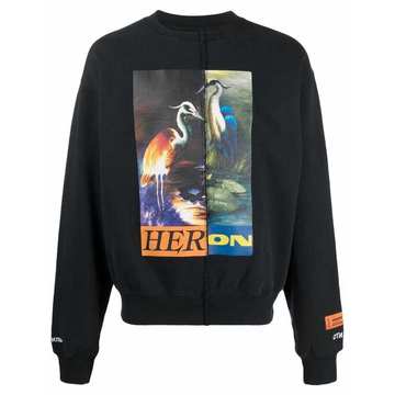 CREWNECK SPLIT HERONS BLACK ORANGE