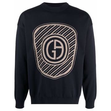 logo-print knitted jumper