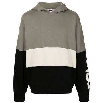 logo-print colour-block hoodie