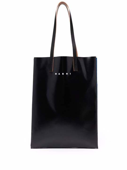 logo-print leather tote bag展示图