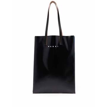 logo-print leather tote bag