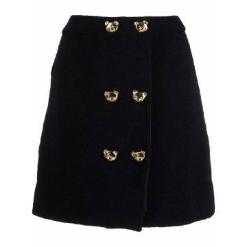 teddy bear-buttons wool-blend skirt