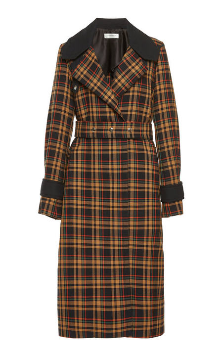 Belted Checkered Trench Coat展示图