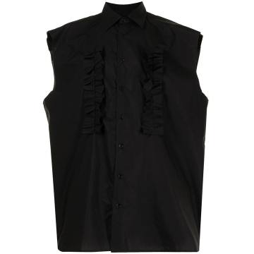 sleeveless ruffle-detail shirt