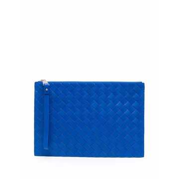 Intrecciato woven leather pouch