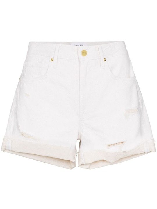 Le Brigette raw-edge denim shorts展示图