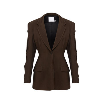 Infinity Sleeve-Cutout Woven Blazer