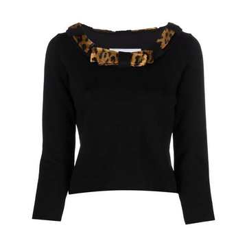 cropped velvet-trim jumper