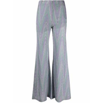 zigzag-knit flared trousers