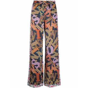 letter-print straight trousers