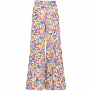 wide-leg floral trousers