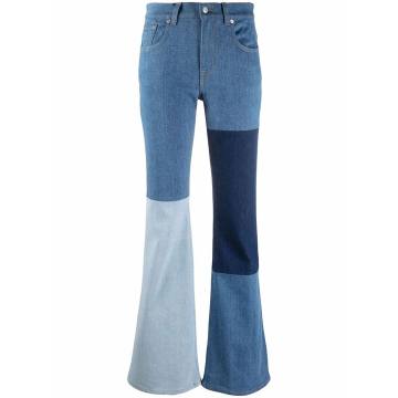 high-rise patchwork flared jeans