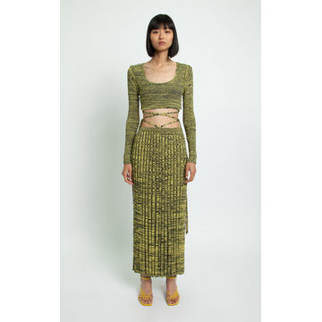 Pleated Knitted Maxi Skirt