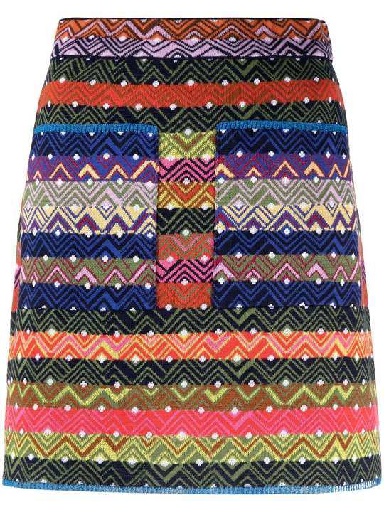 zigzag-knit patchwork skirt展示图