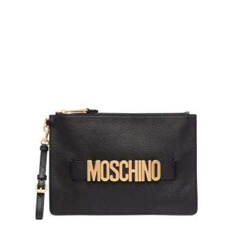 grained-leather clutch bag