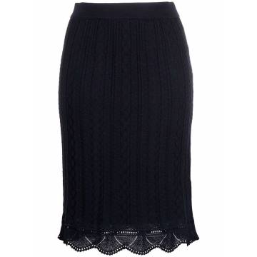 zigzag-knit scalloped pencil skirt